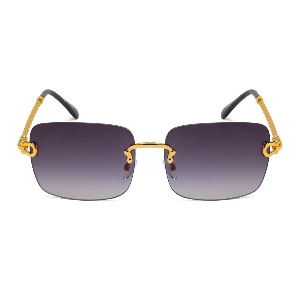 Men Sunglasses Rimless Square Gold Frame Gradient Lens Fashion Shades Lentes New
